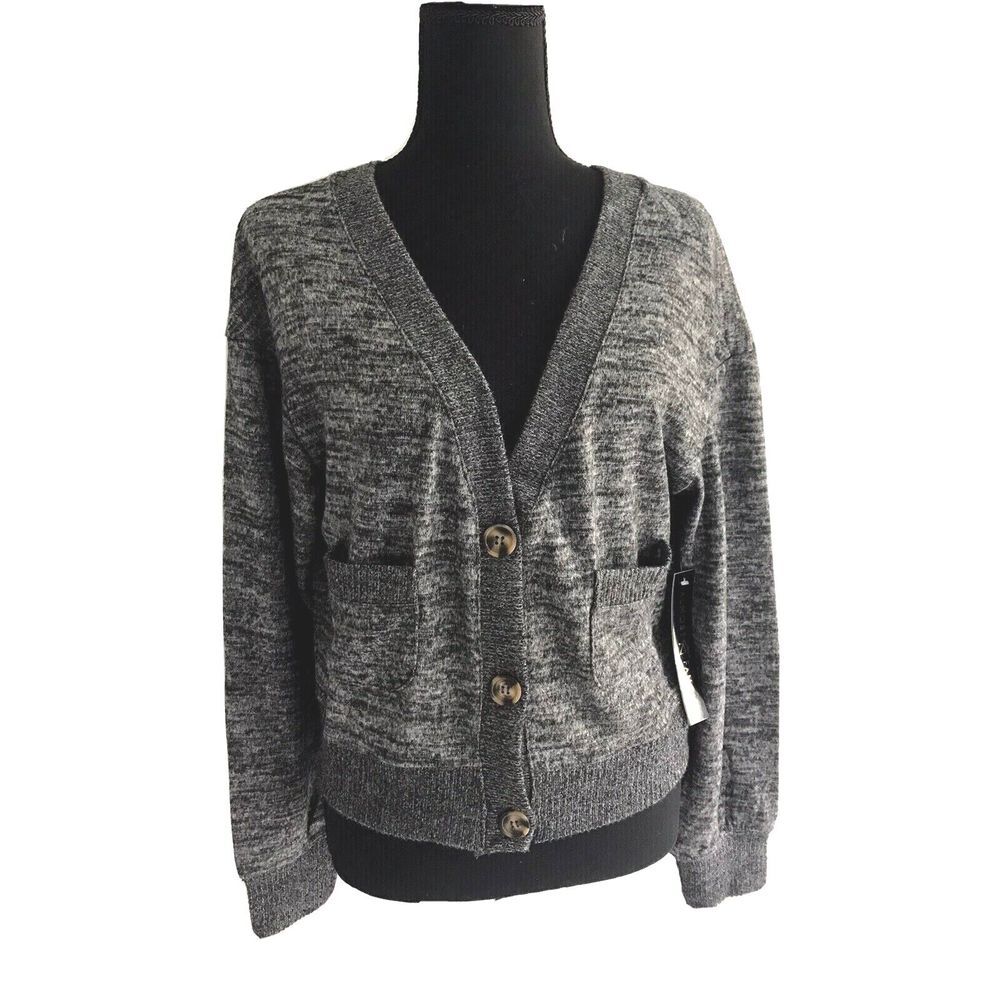 Almost Famous Womens Long Sleeve‎ Pockets Open Front Sweater - Gray/Size XL
